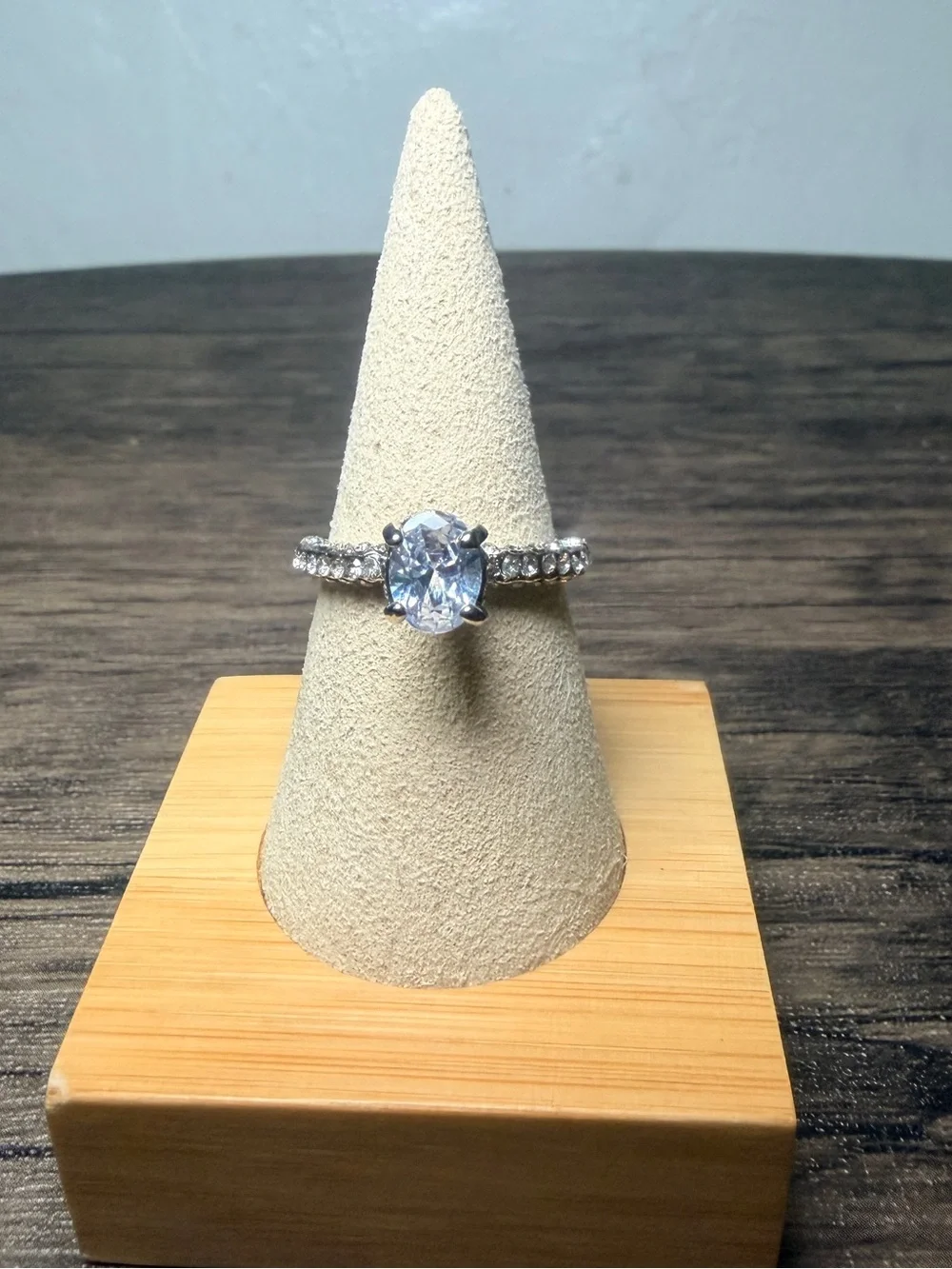 Silver Solitaire Cubic Zirconia Ring - Clear